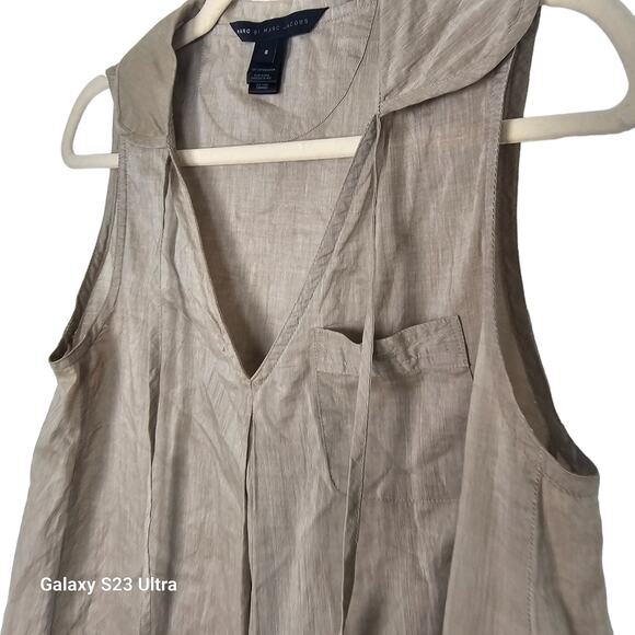 Marc By Marc Jacobs Top Tie Neck Blouse Women S Tan Sleeveless Blouse Cotton - Picture 5 of 7